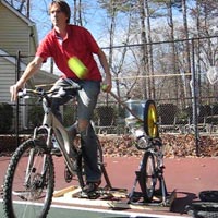 pedal powered tennis ball launcher